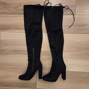 Jacobies Black Over-the-Knee Faux Suede Boots Size 8